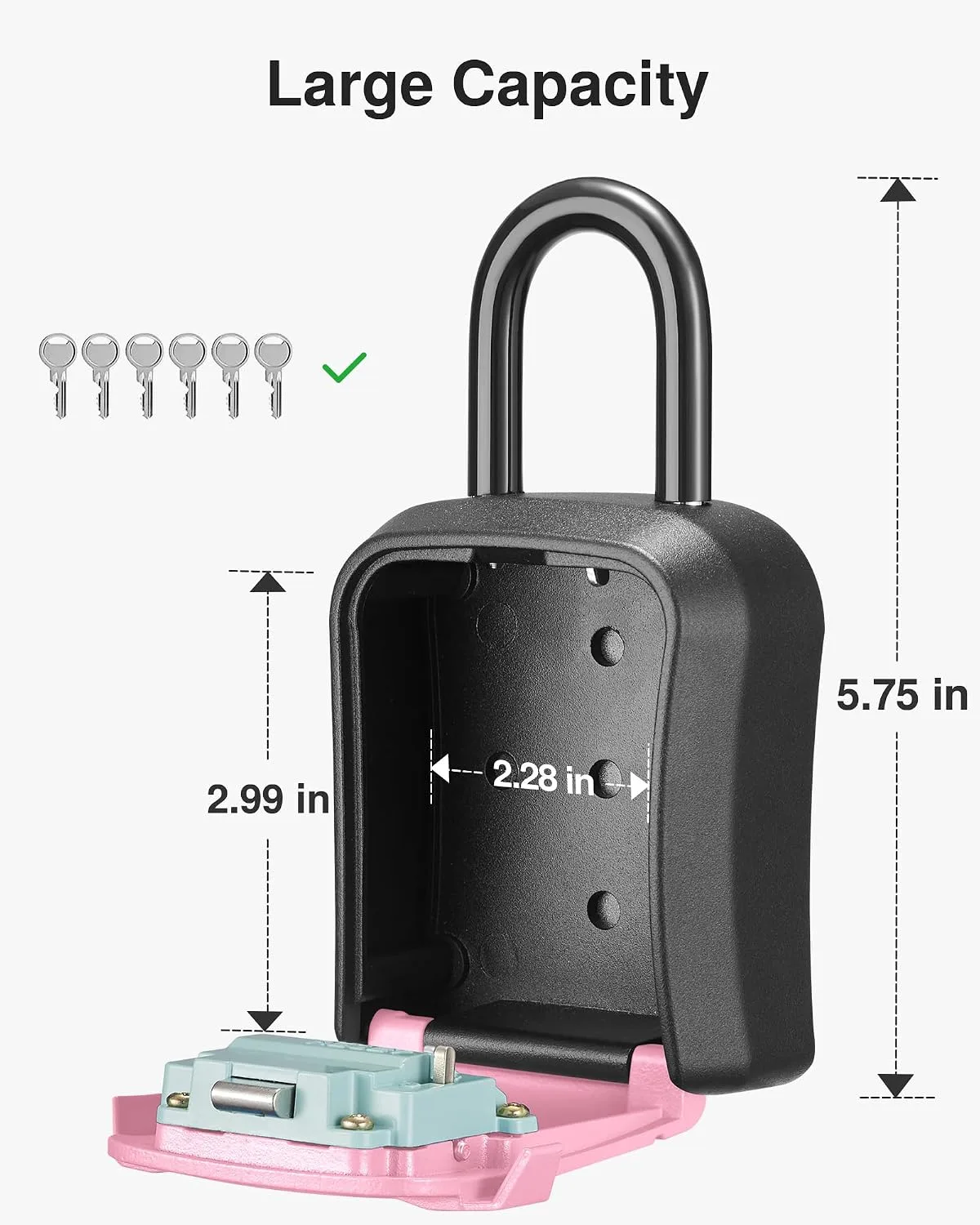 Puroma Key Lock Box for House Keys Combination Lockbox with Code, 1 Pink