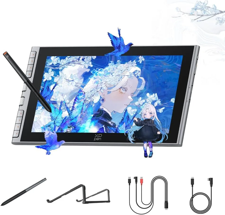 XPPen Artist 12 3rd 11.9" Drawing Tablet with Screen - 16K Pressure X4 Smart Chip Magnetic Stylus, Full-Laminated Anti-Glare Etched Glass, One-Cable Connection, for Beginner Art Learning (Silver)