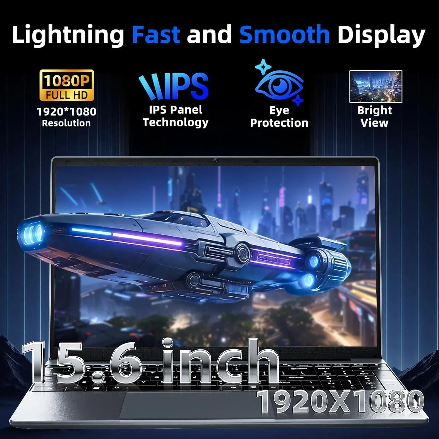 15.6'' AI Laptop with Office 365, 6GB RAM 128GB SSD