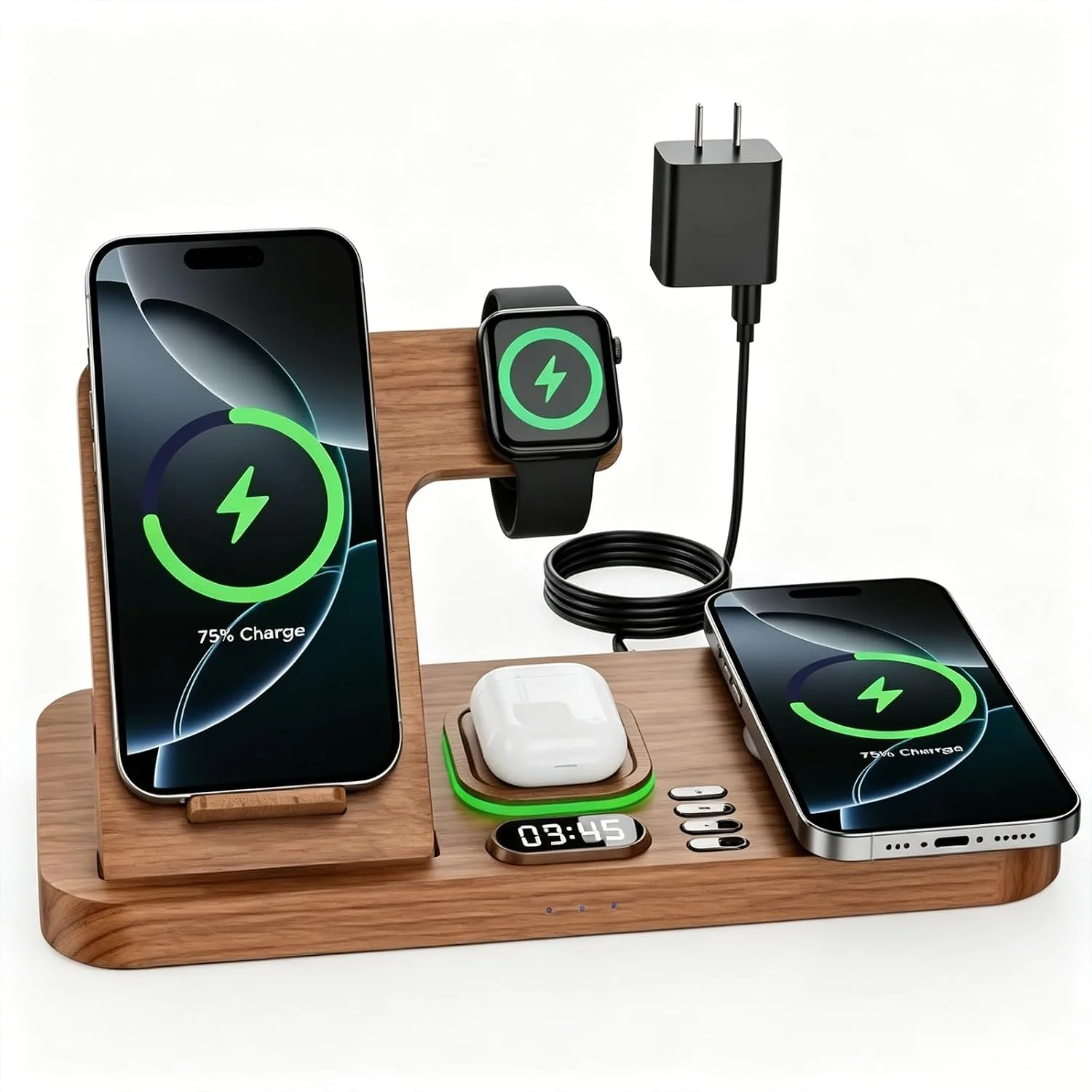 Estación de carga inalámbrica plegable Feiltik para dos teléfonos Apple