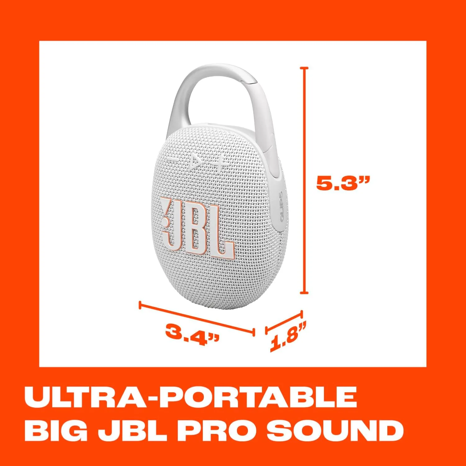 JBL Clip 5 - Ultra-Portable Waterproof Speaker - White