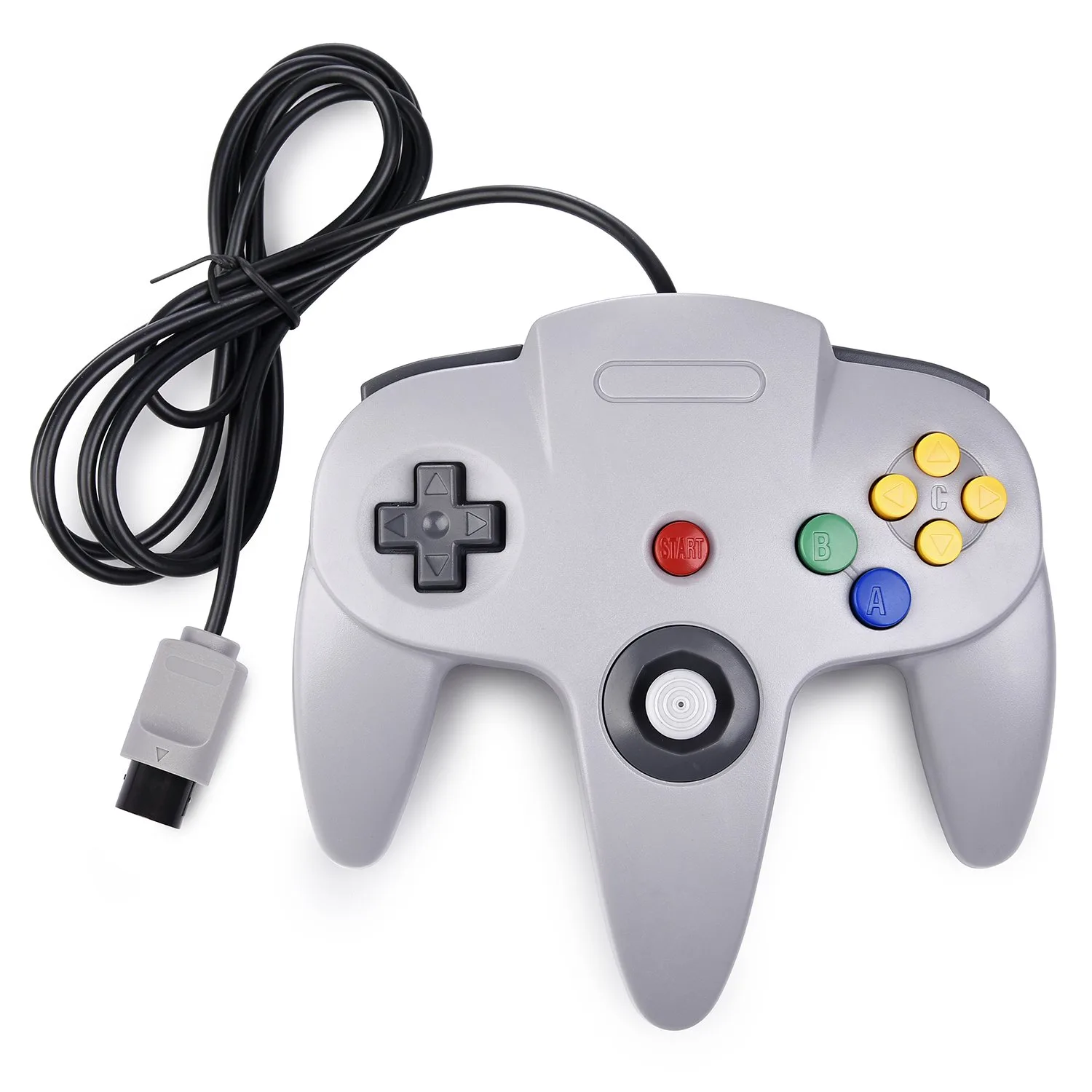 miadore 2 Pack Classic N64 Controllers (Yellow/Gray) Bundle with 2 Pack 6FT N64 Controller Extension Cable