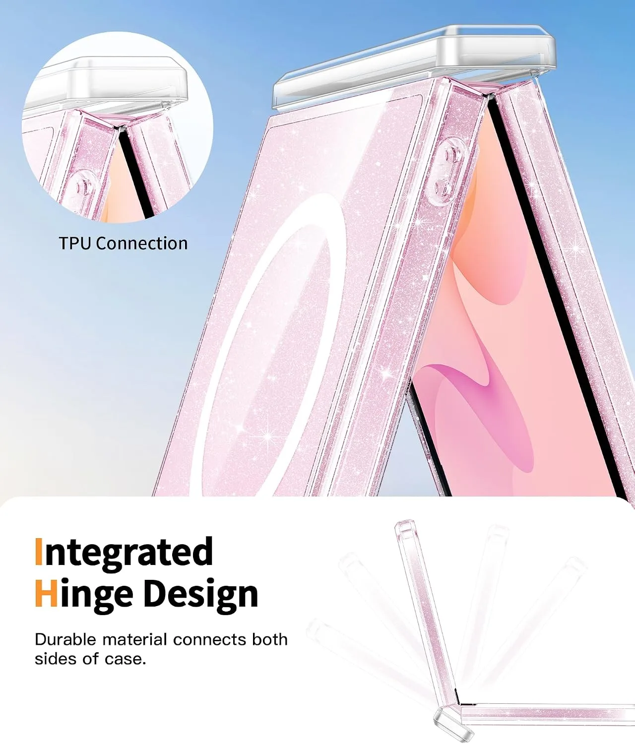 FNTCASE for Samsung-Galaxy Z Flip 8 Glitter Case with Hinge Protection