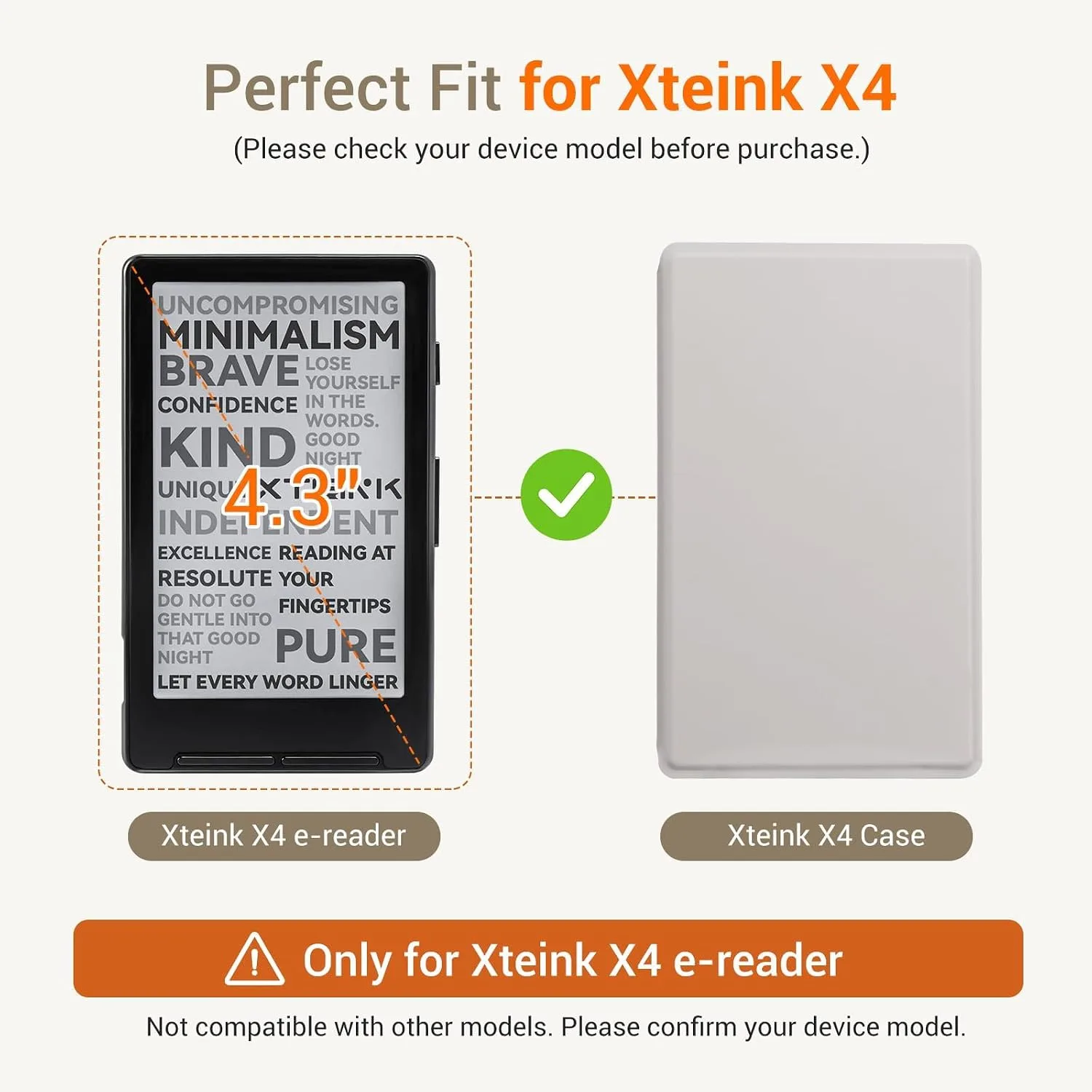 CoBak Magnetic Case for XTEINK X4, Ultra-Lightweight Protective Cover for Xteink X4 E-Reader, Secure Magnetic Attachment(Grey)
