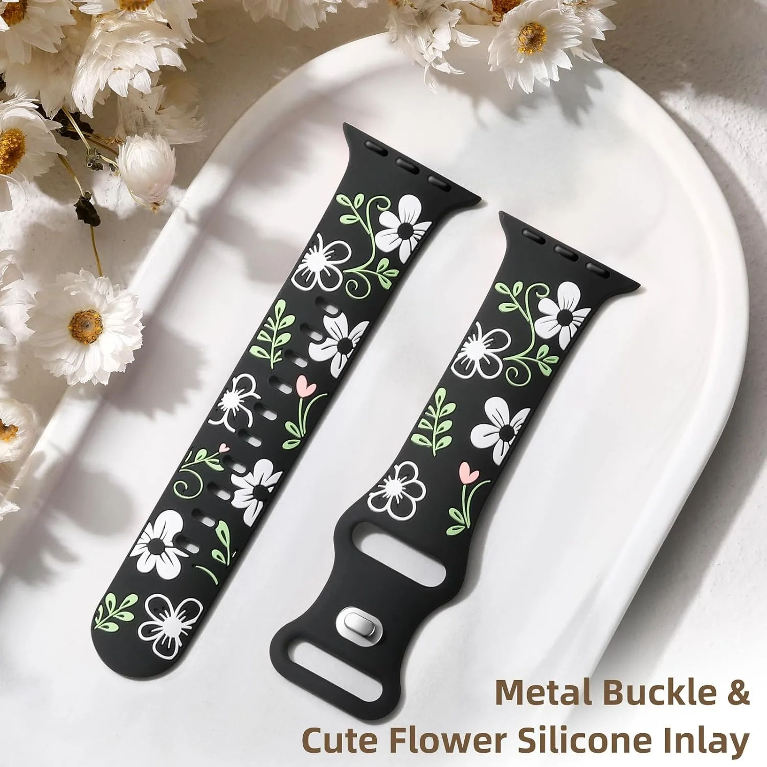 Witzon Floral Silicone Band Compatible with Apple Watch Bands For Women