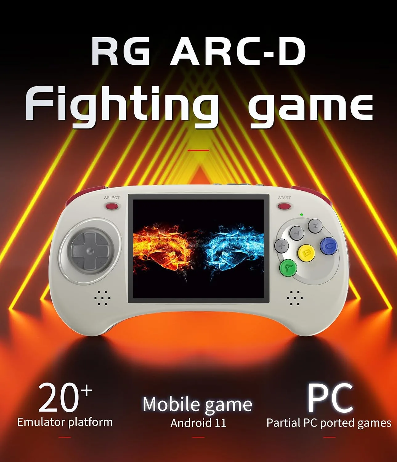 Dosnura RG ARC-D Retro Handheld Game Console 4 in IPS Screen Linux and Android 11 System RK3566 CPU 64Bit Video Game Player Built in 3500 mAh Battery Compatible with Bluetooth 4.2 and 5G WiFi(Gray)