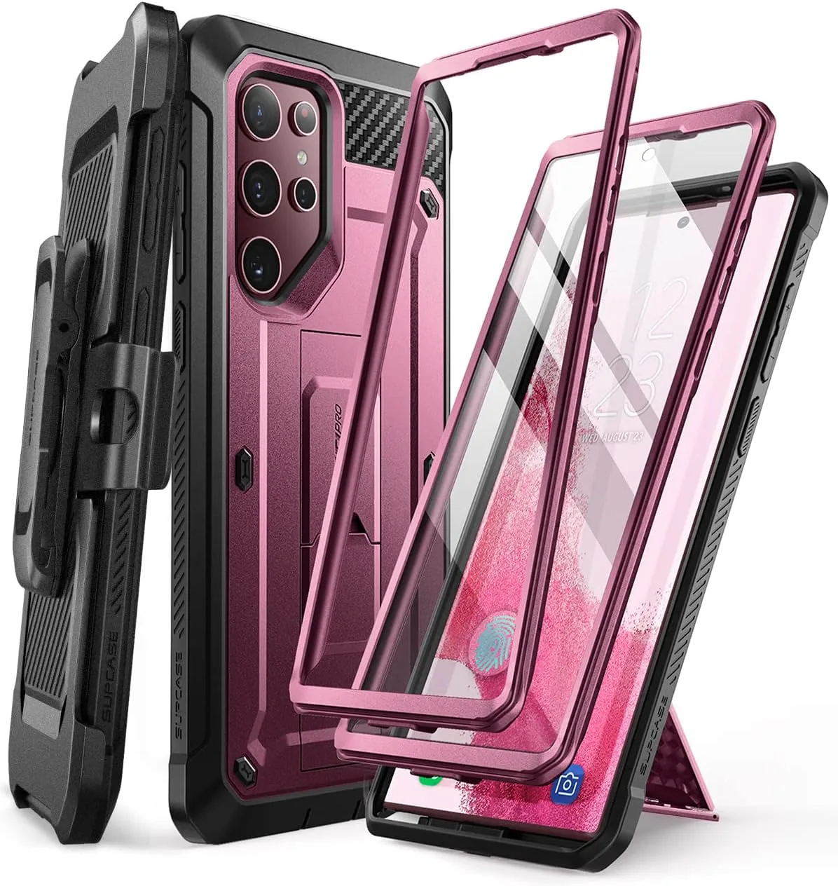SUPCASE for Galaxy S22 Ultra Case with Built-in Screen Protector, Wine