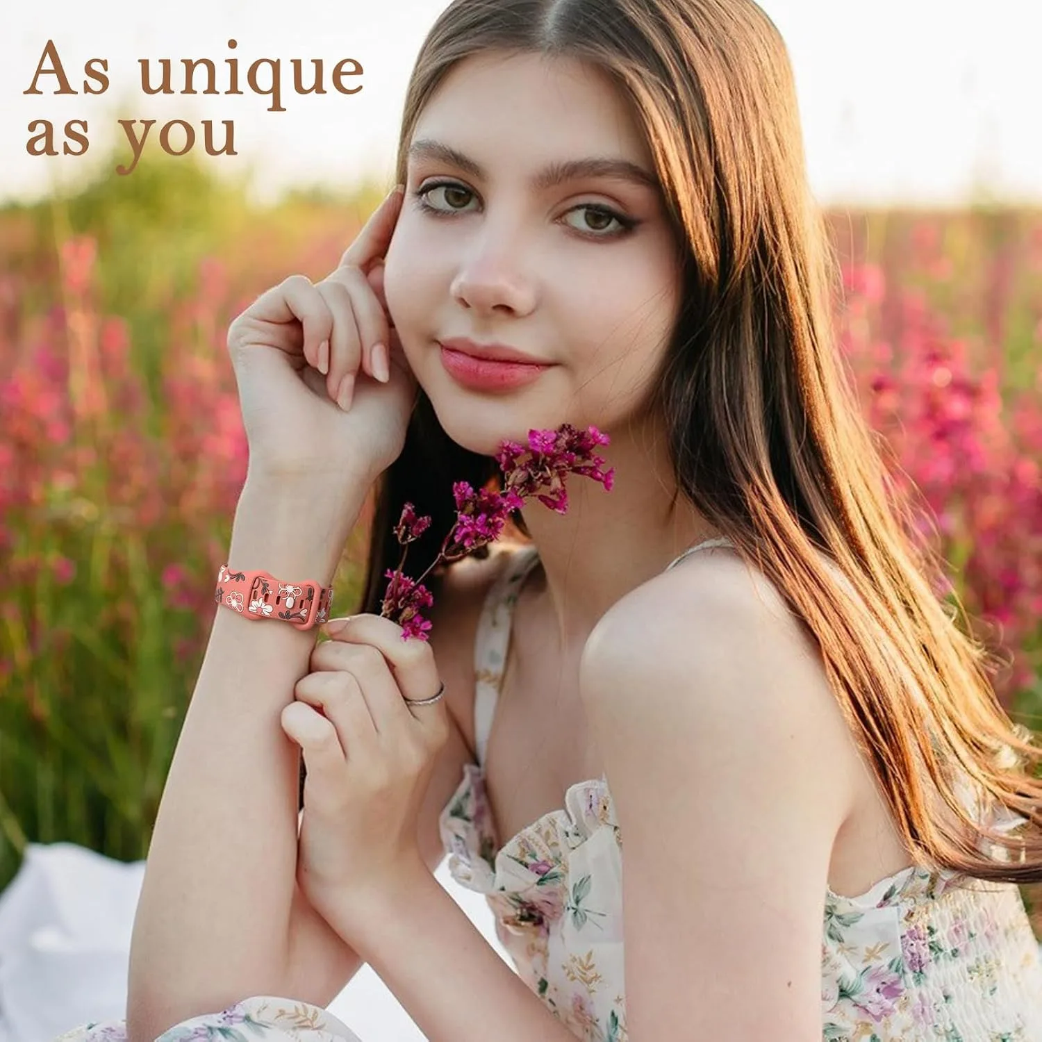 Witzon Floral Silicone Band Compatible with Apple Watch Bands For Women