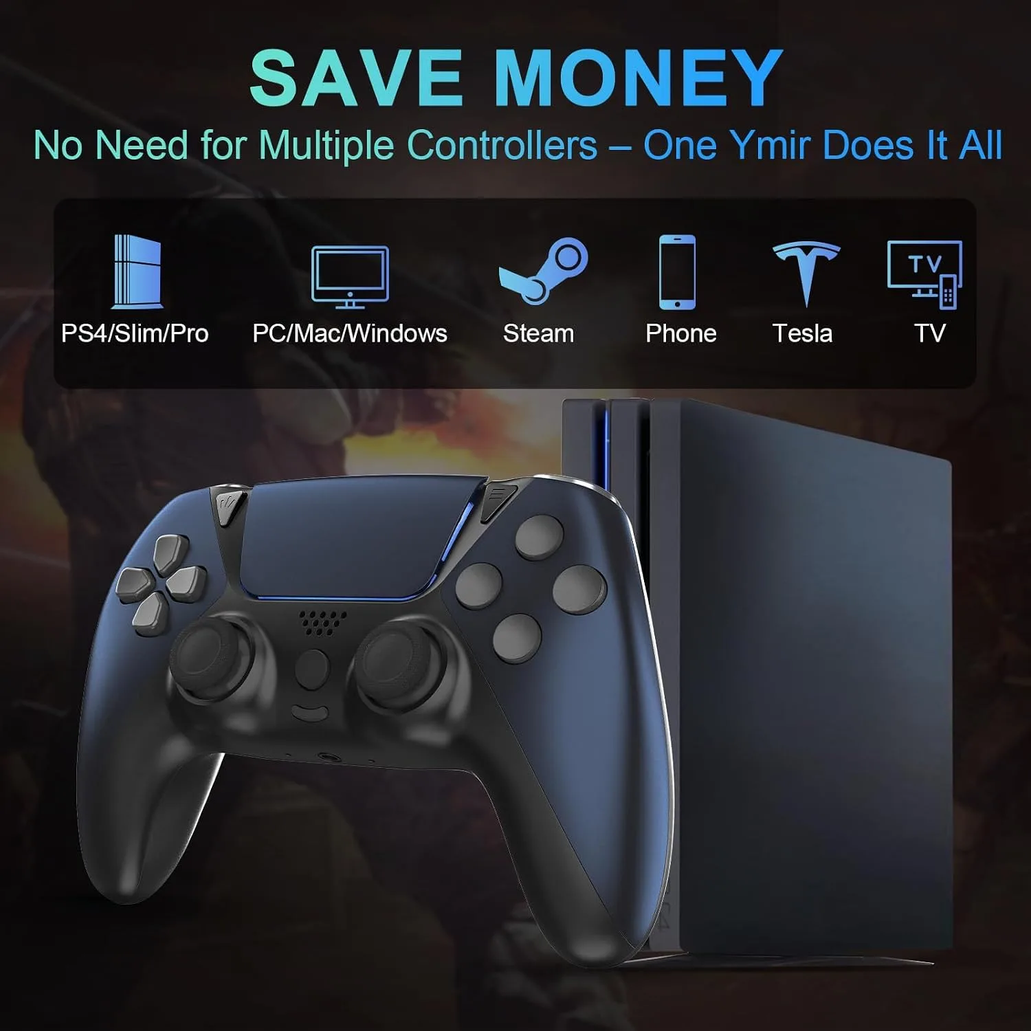 Enstixsm Upgraded for Luna Controller with Back Paddles,Turbo,Wireless Fire TV Game Controllers for PC,GeForce NOW,Firestick,Replacement for Luna Gamepad with ALPS Joystick,No Drift Stick, Blue