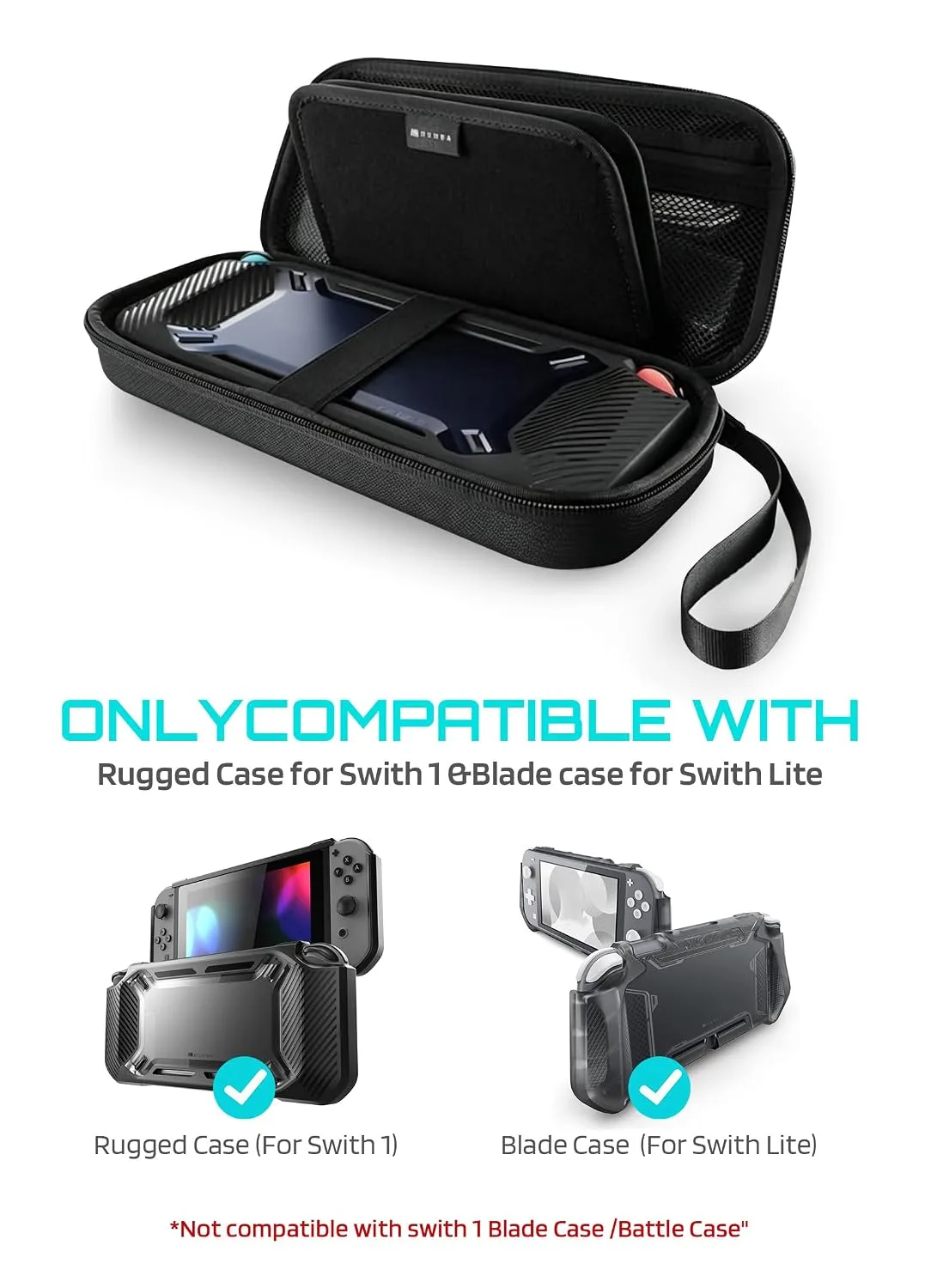 Mumba Carrying Case for Nintendo Switch 1/OLED/Lite,Standard Version, Black