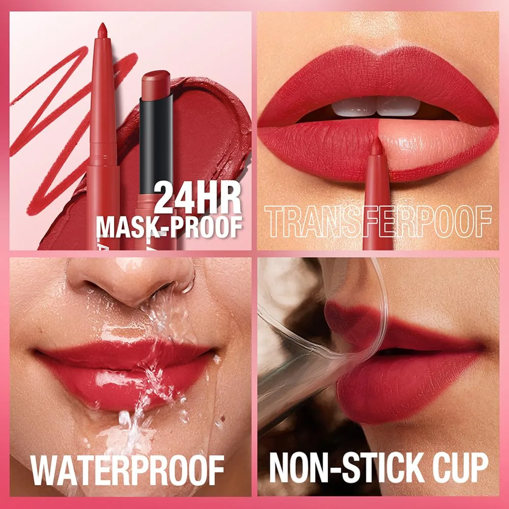 12Pcs Matte Lipstick and Lip Liner Set, Lip Makeup Combo (Bold & Chic Set)