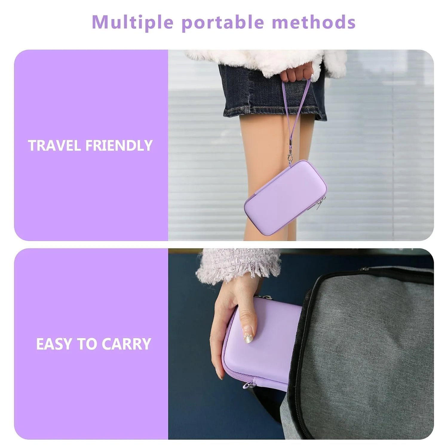 Supmay Hard Carrying Case Compatible with Nintendo DS Lite NDSL, Gameboy Advance Games Storage Holder Travel Bag with Mesh Pocket for USB Charging Cable, Stylus, Earphones, Game Cartridge, Purple