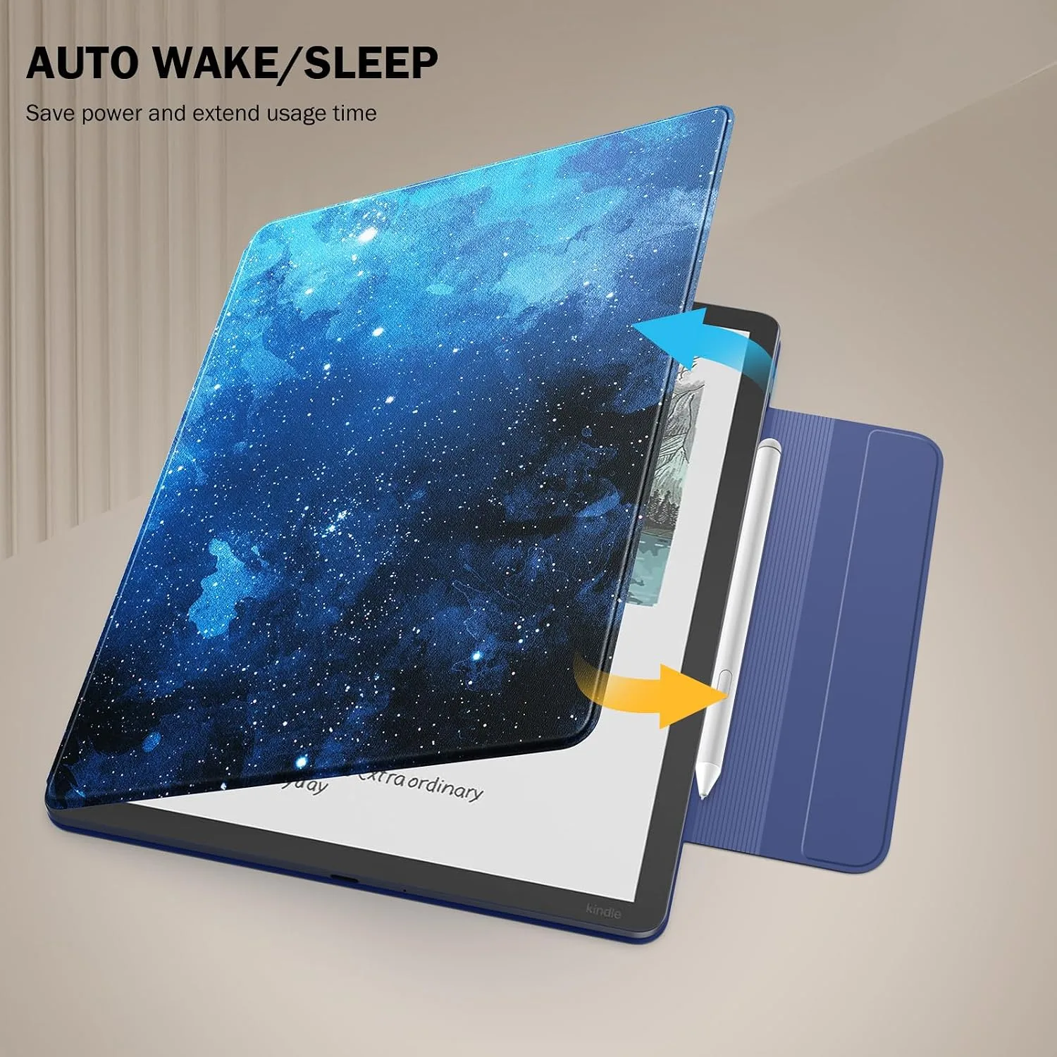 MoKo Magnetic Case for 11" Kindle Scribe 3rd & Colorsoft 1st,Blue Sky