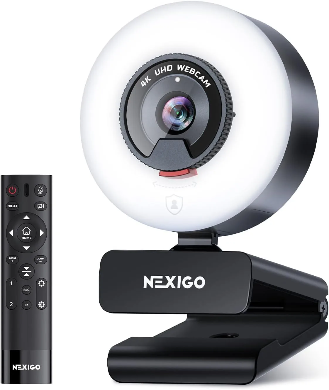 NexiGo N960E Plus 4K Webcam with Ring Light & RF Remote, ToF Autofocus, OSD Menu, 1080p 60FPS, 4X Digital Zoom, Noise-Canceling Mics, Privacy Cover, USB Web Camera for Streaming, Video Calls& Meetings