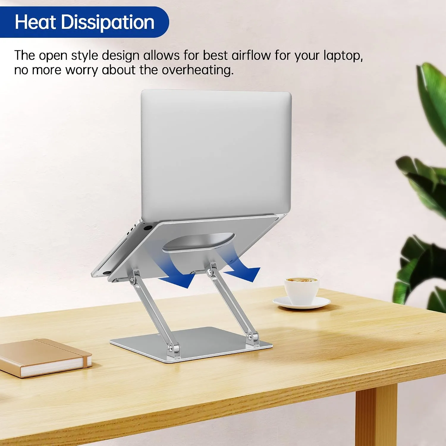 BESIGN LS10 Laptop Stand for Desk, Ergonomic Adjustable Notebook Tablet Stand, Foldable Laptop Riser, Portable Desktop Book Stands, Computer Holder Compatible with 10-14" Laptops, Silver