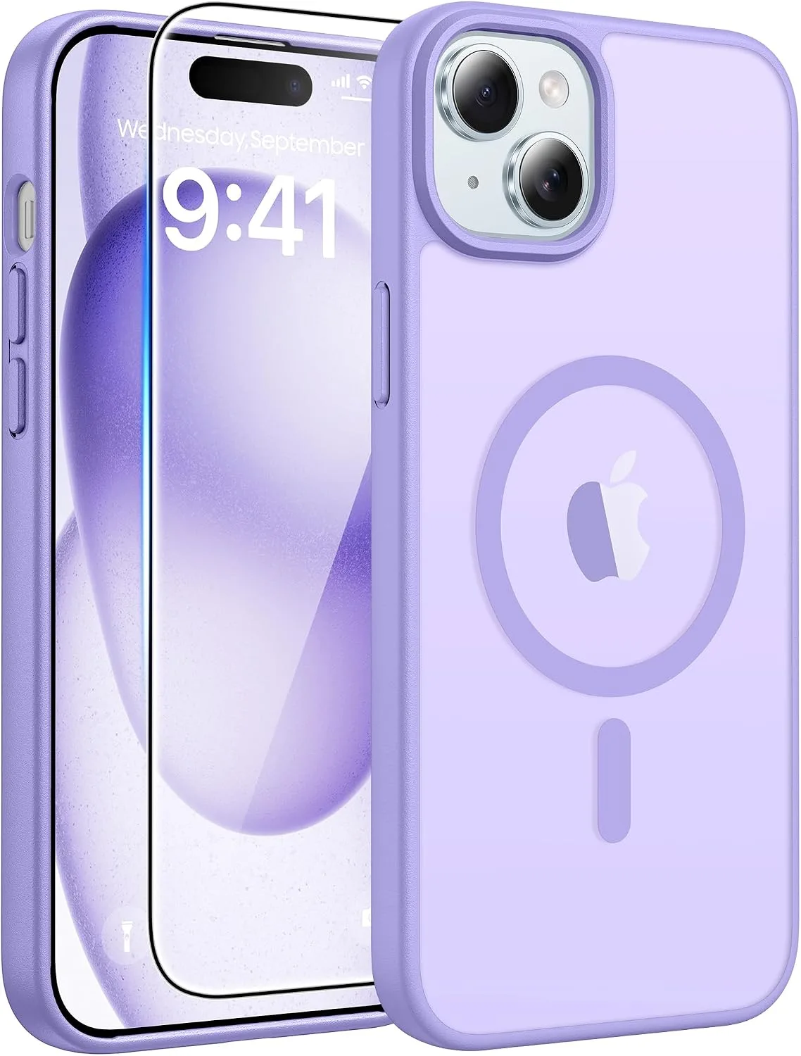 Carcasa Fntcase para iPhone 15/14/13 con protector de pantalla de vidrio