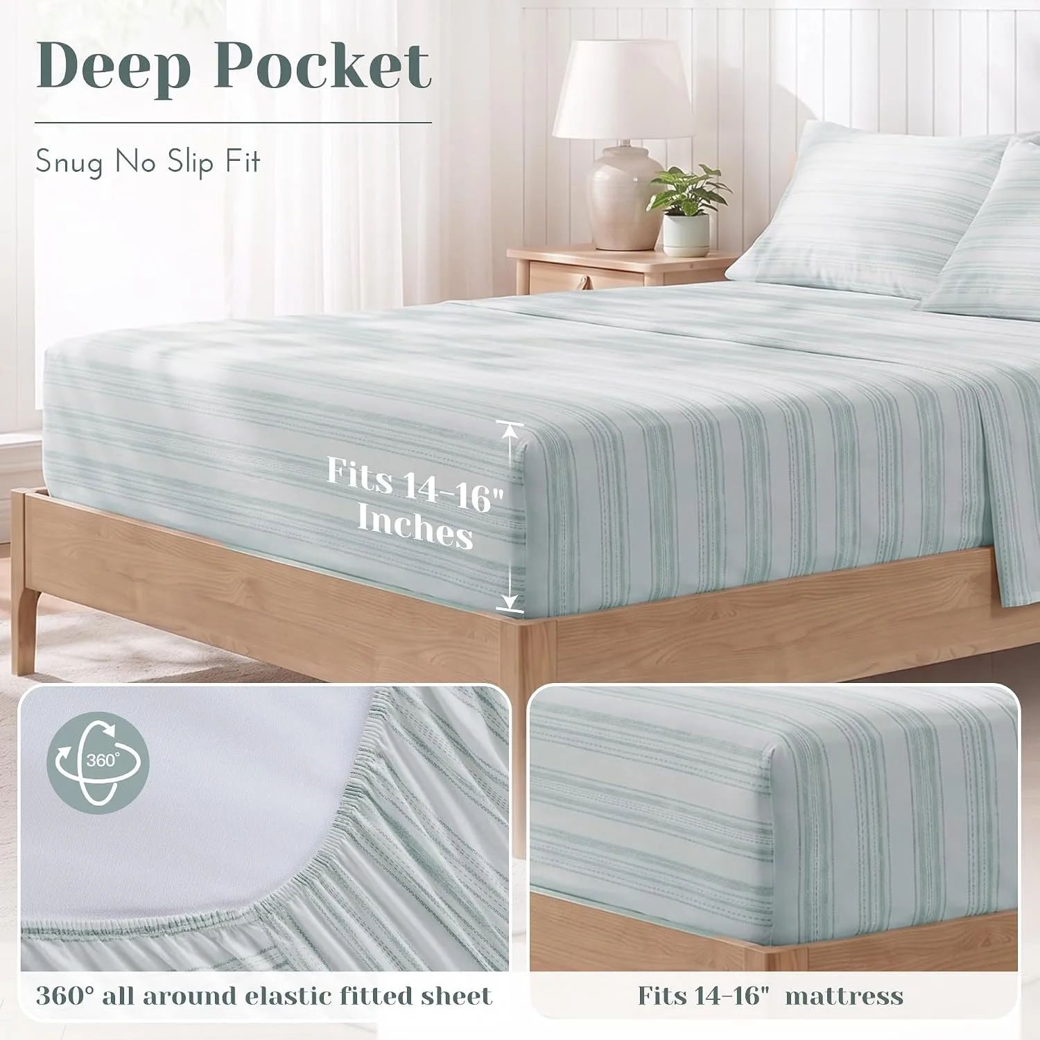 Comfort Spaces 100% Cotton Percale Sheets Queen Sheet Set 4 Pcs, Good Vibes