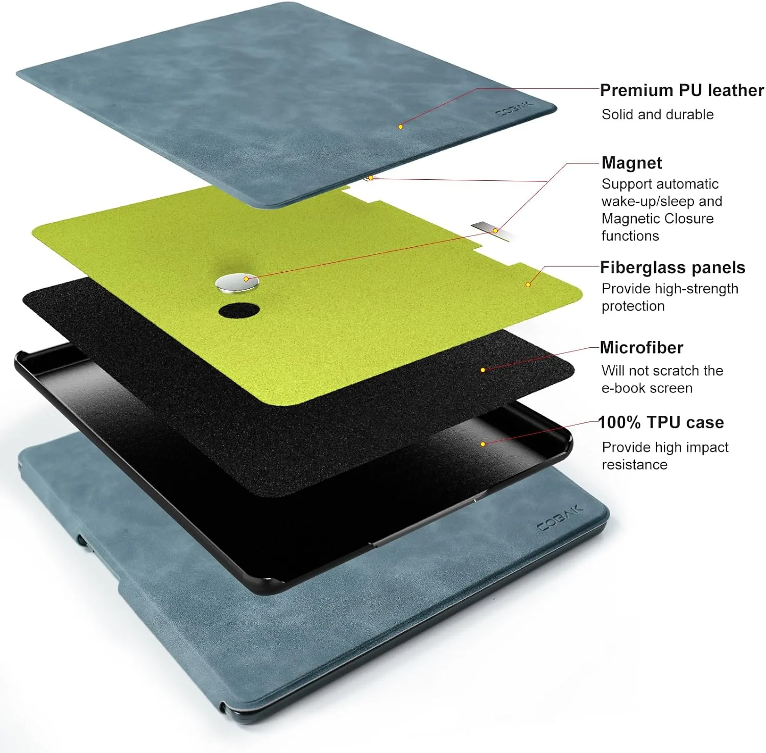 CoBak Case for Kindle Scribe - All New PU Leather Cover with Auto Sleep Wake Feature for Kindle Scribe 10.2" 2022 & 2024 Released with Pen Holder