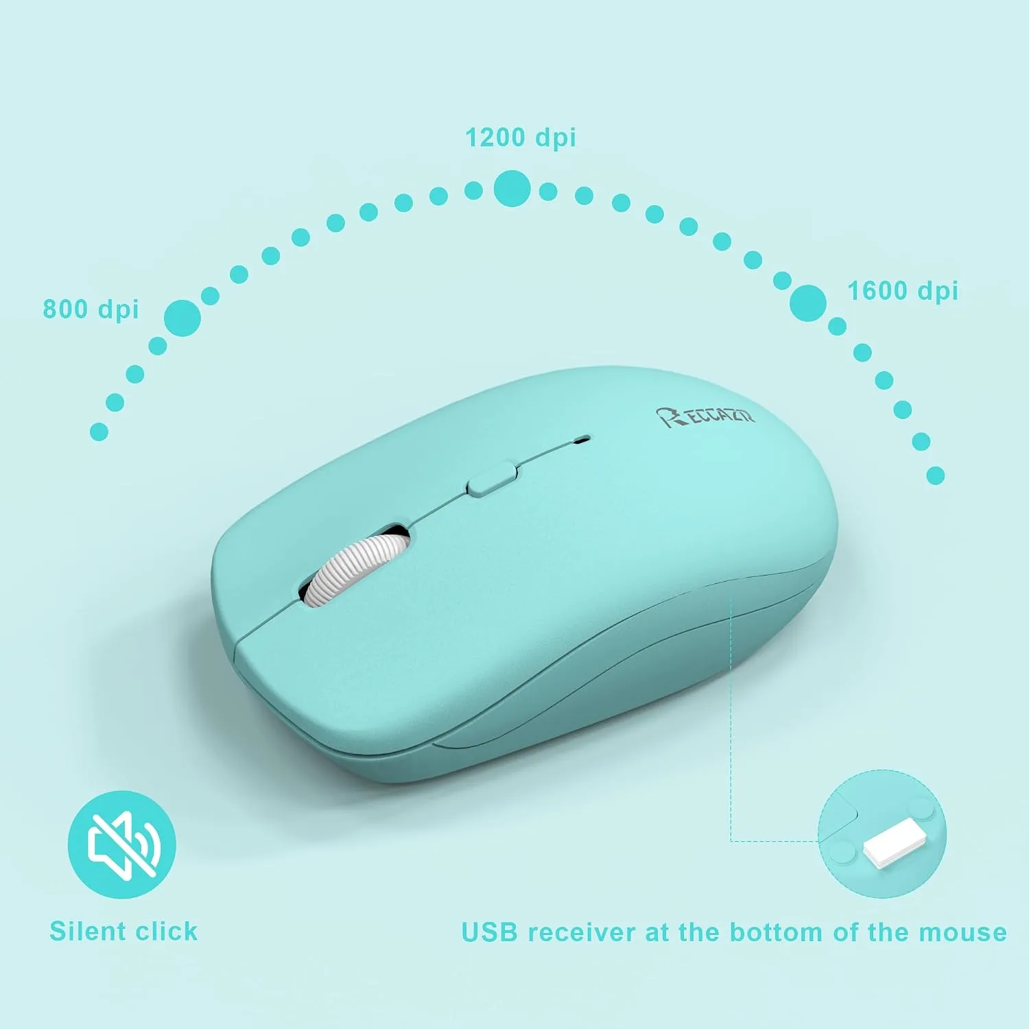 Wireless Keyboard and Mouse Combo Silent for Office and Home(Tifany Blue-B)