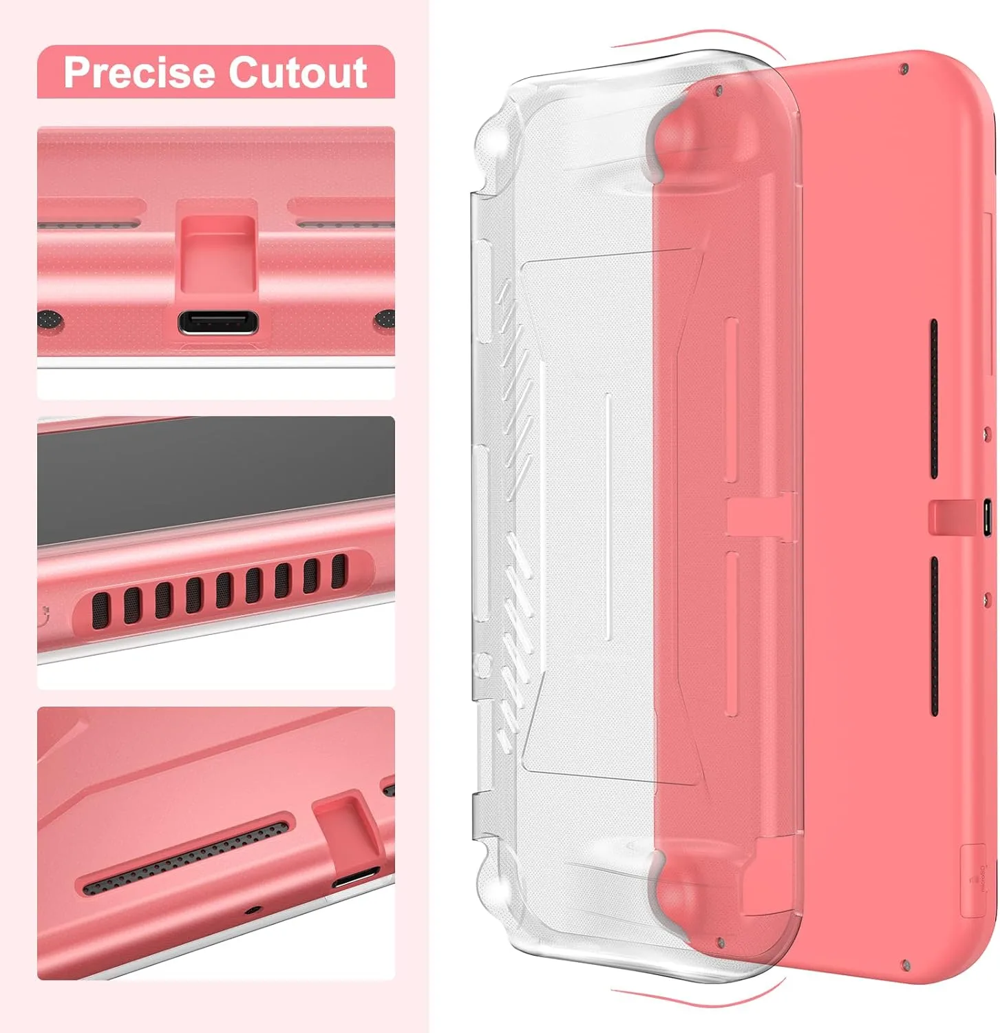 innoAura Switch Lite Case 18-in-1 Accessories Bundle for NS Switch Lite (2019), with Protective Carrying Case, Game Holder, Screen Protector & Cute Thumb Grips, Coral