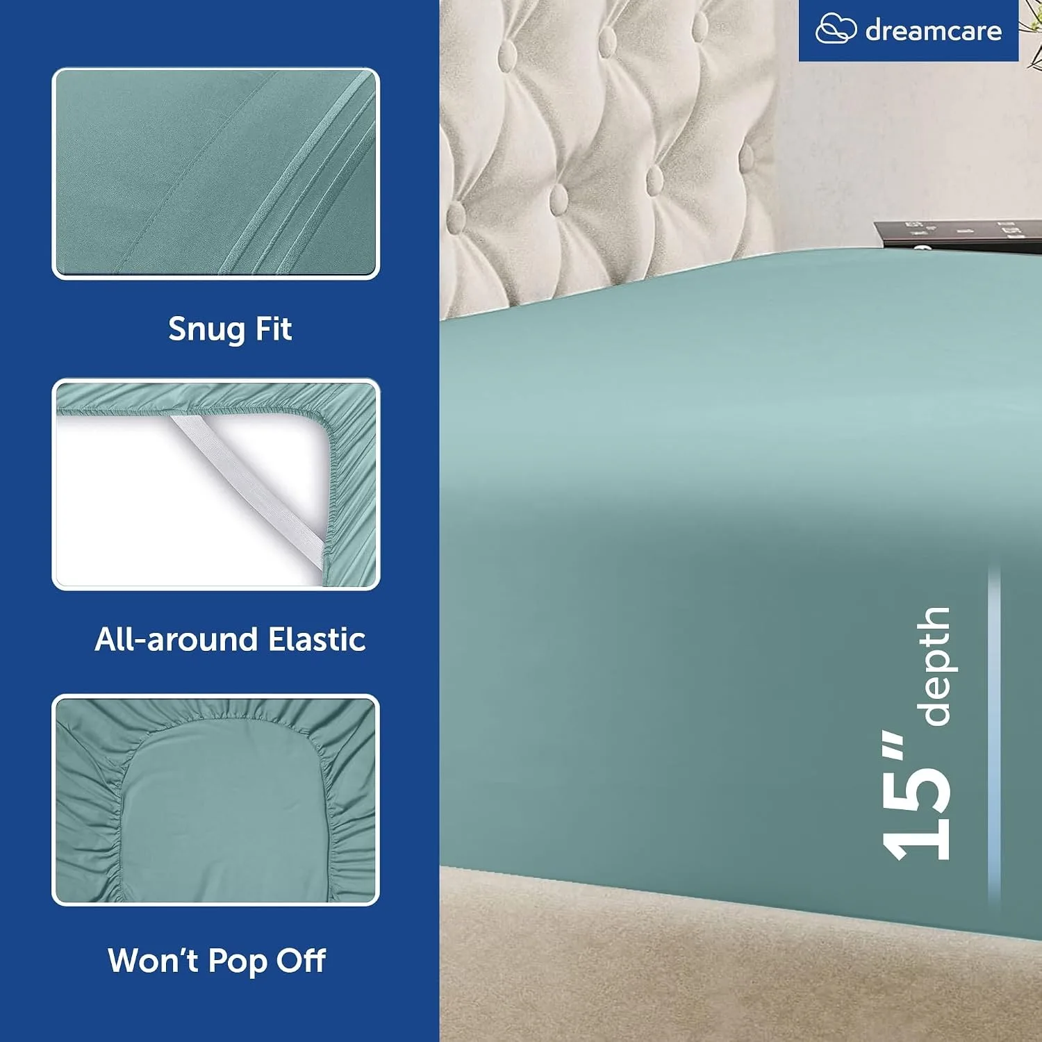 DREAMCARE King Size Sheets Set - 6 pcs Breathable Cooling Sheets King Size