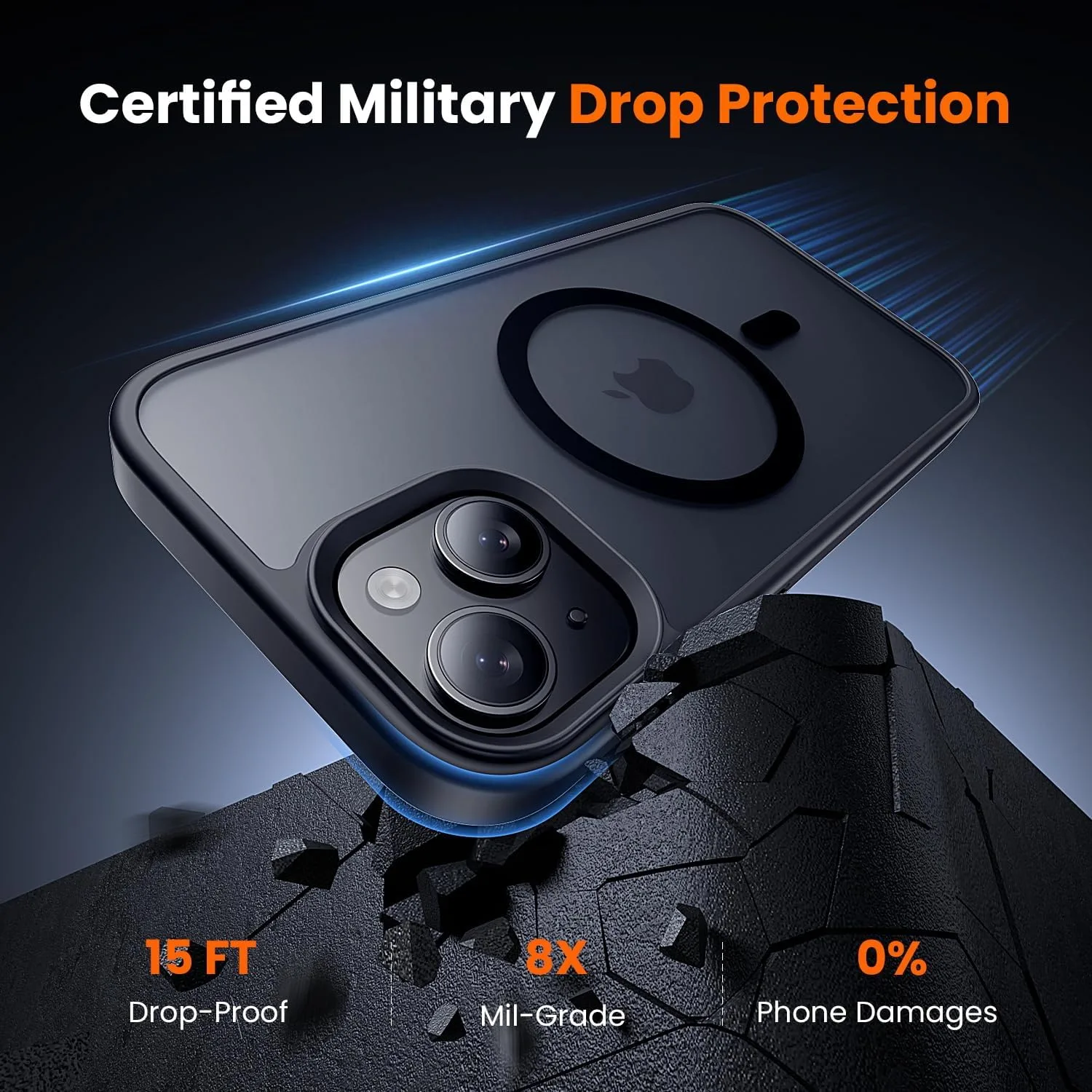 toushion 3 in 1 for iPhone 15 Plus Case Matte Black