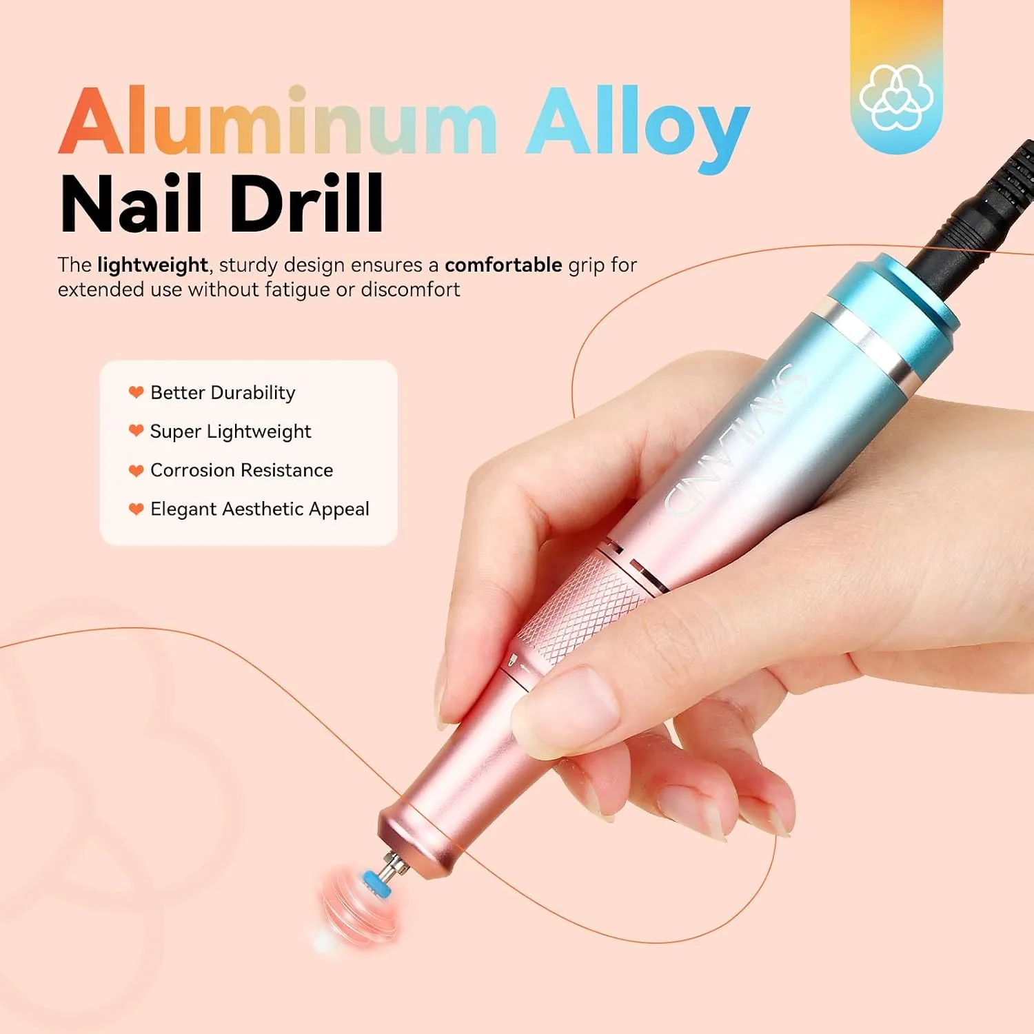 SAVILAND 40000 RPM Low Noise Electric Nail Drill for Acrylic Gel Polish