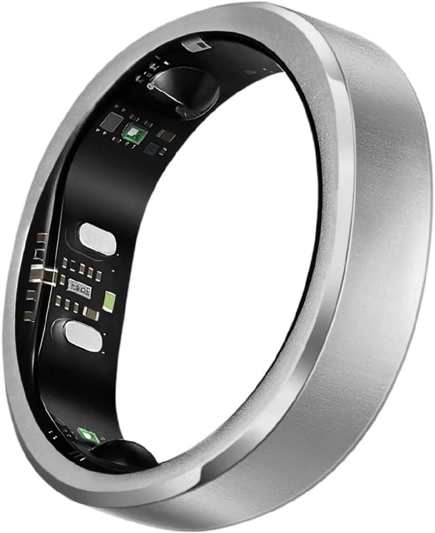 RingConn Gen 3 Smart Ring - Vascular Trends(Size 8, Brushed Silver)