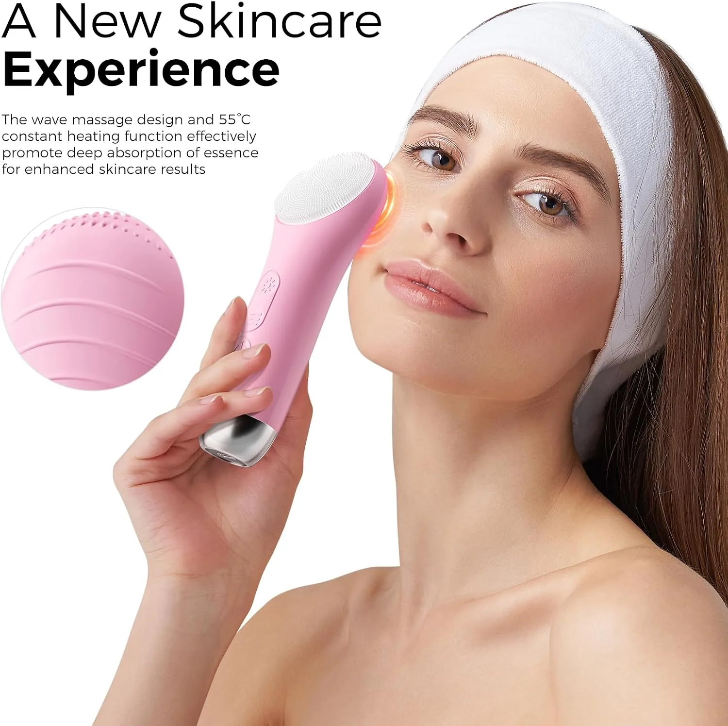 Ccigedy Rechargeable Face Scrubber, Electric Facial Cleansing Brush (Pink)