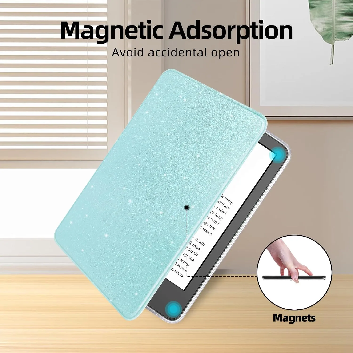 Glitter Case for 6" Kindle Basic 11th Gen 2024/2022,Glitter Blue