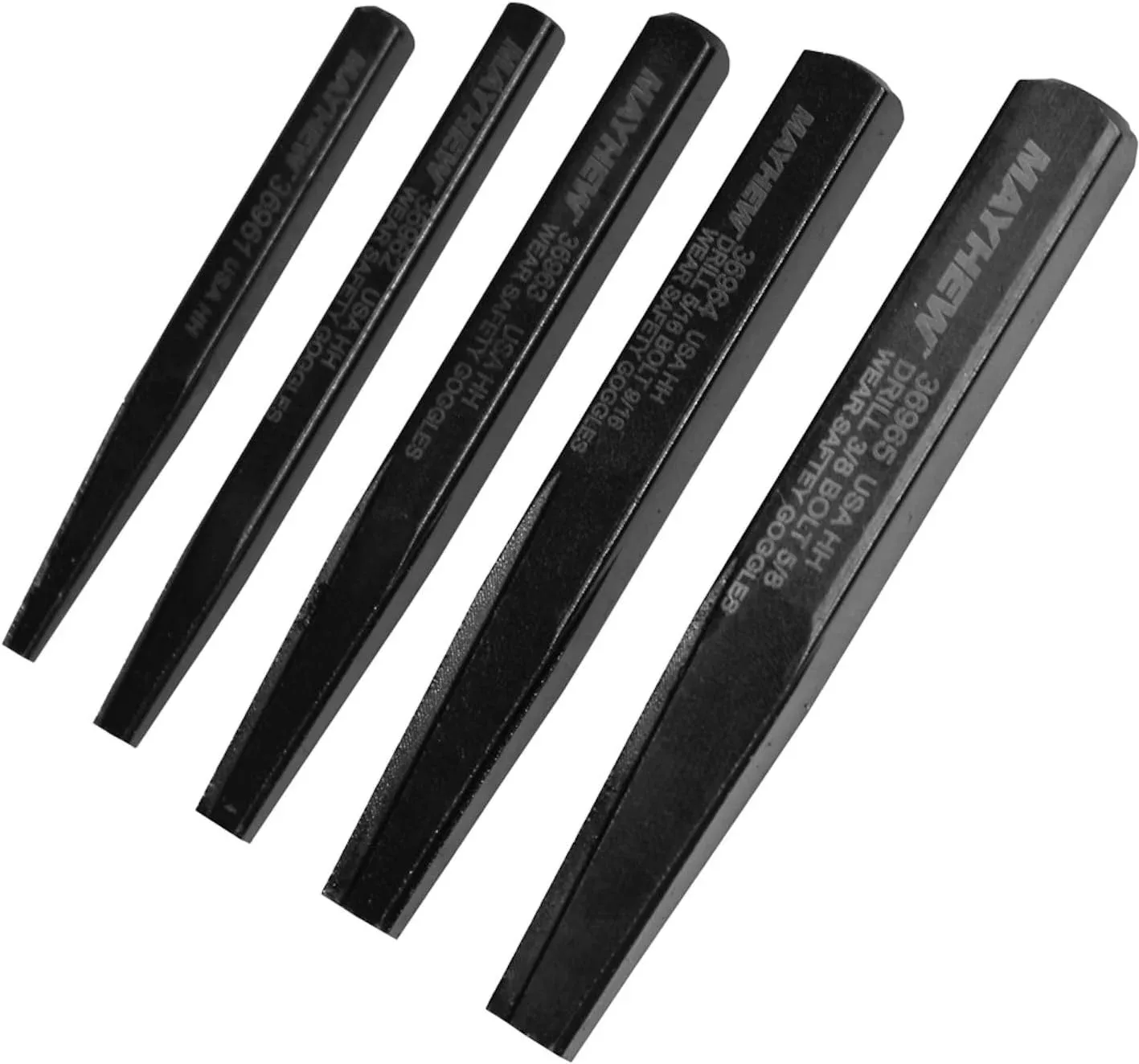 Mayhew Tools 37332 Screw Extractor Set, 5-Piece, Black Oxide Finish