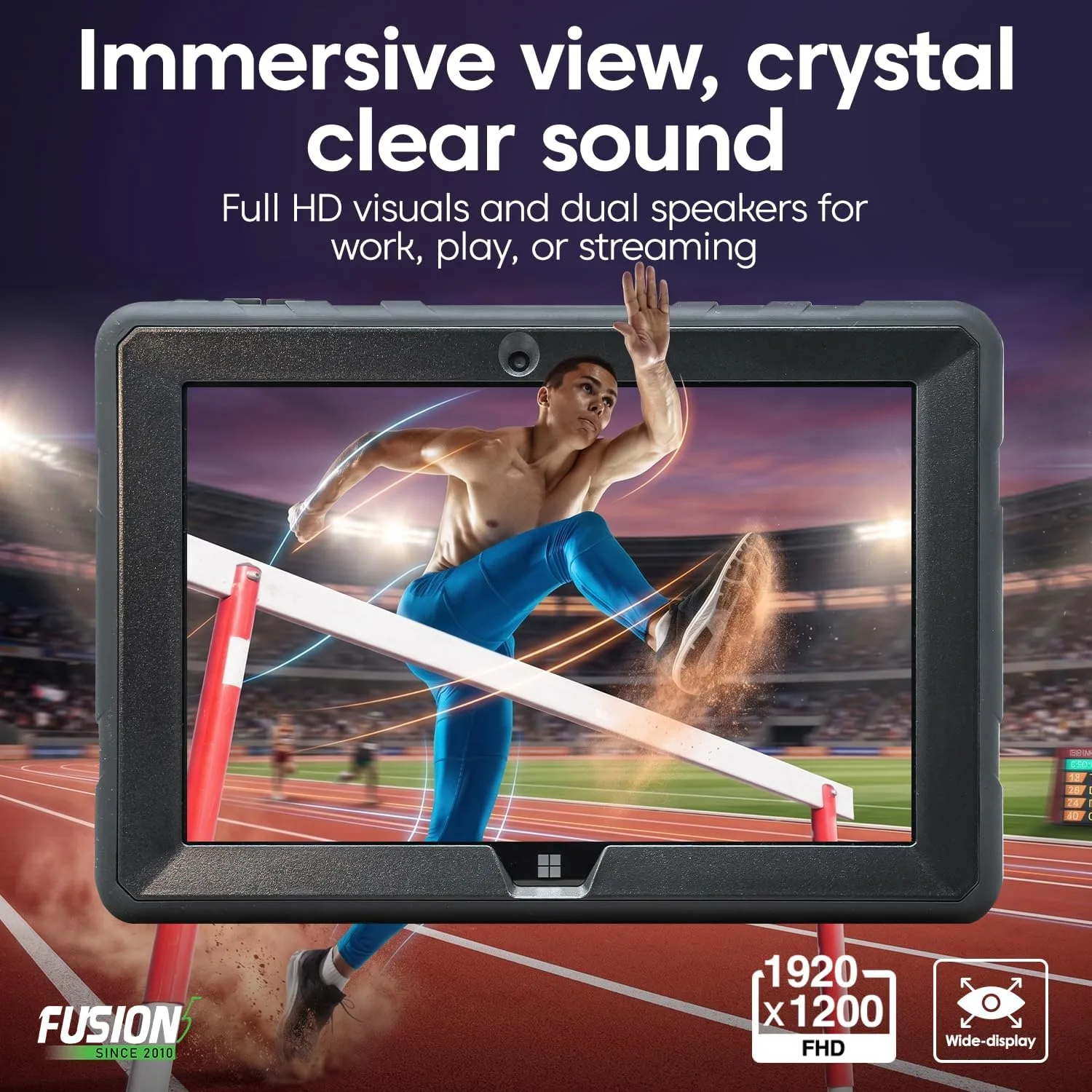 Fusion5 Built in USA 10.1” Windows 11 Professional Rugged Tablet PC - 12GB RAM, 256GB SSD, Intel 13th Gen, Full HD Windows Tablet Computer, HDMI, USB C - 2 Year Full Warranty with Accidental Damage