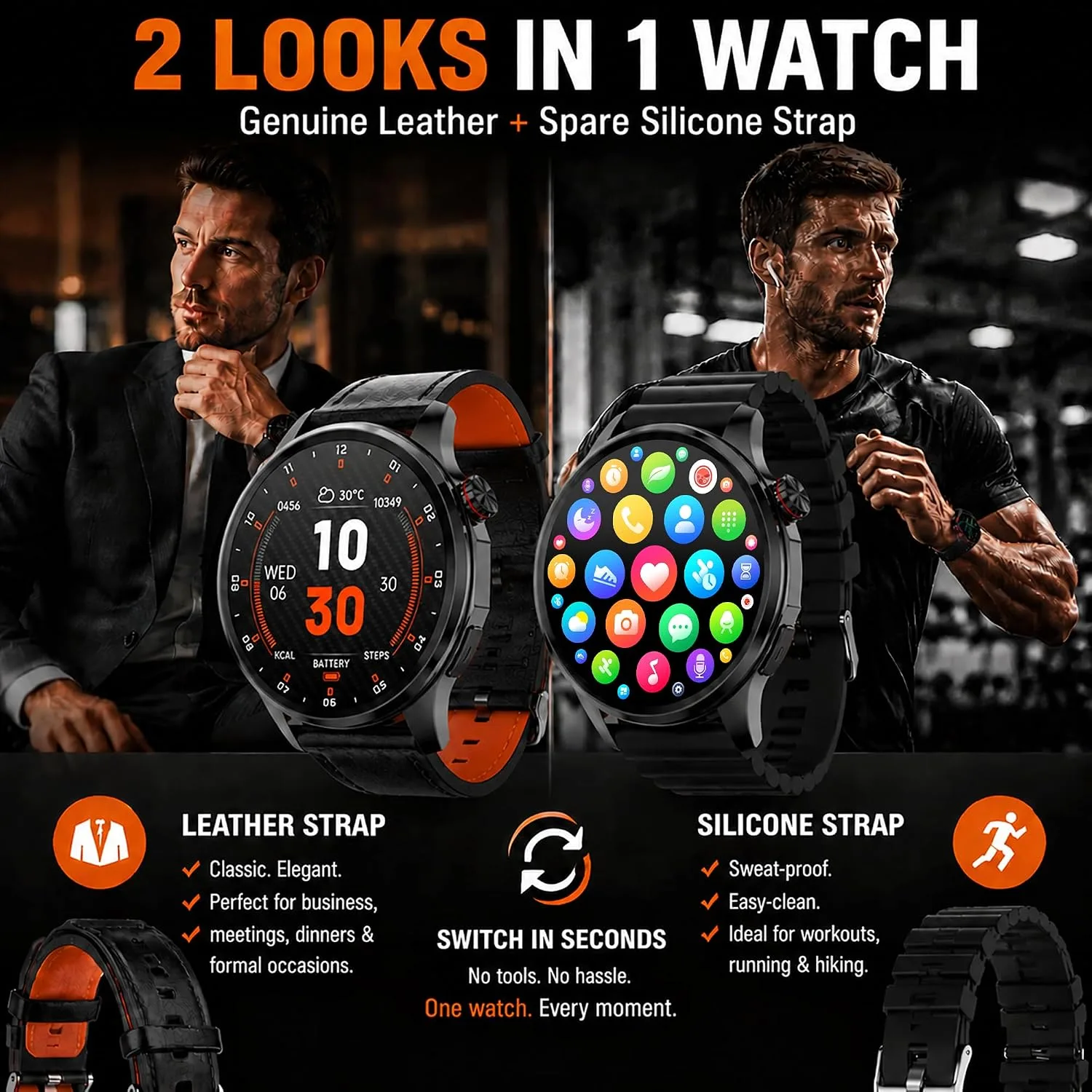 Smart Watch for Men with GPS Maps, 1.46"AI Smartwatch, BT Call/Text Reply