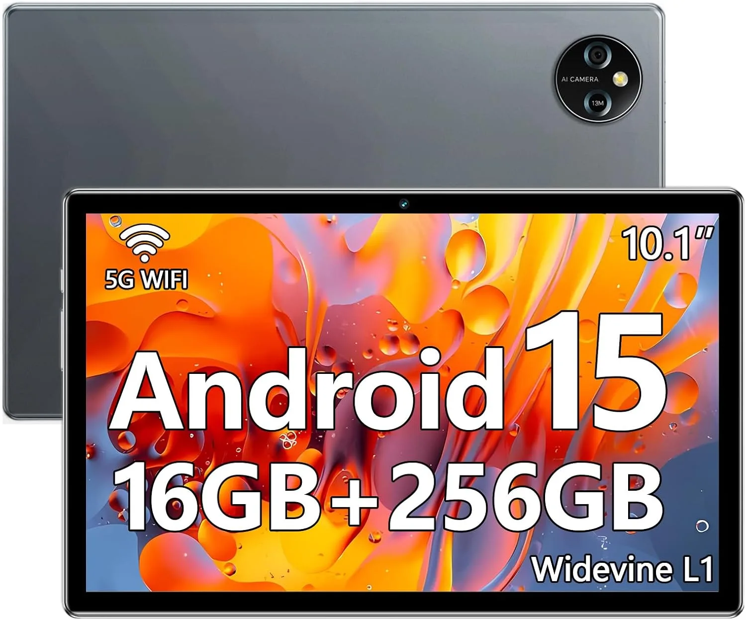 R6 Tablet Android 15, 10 Inch IPS Touchscreen, Octa-Core Processor, 16GB RAM + 256GB ROM, 13MP + 5MP Dual Camera, 8000mAh Battery, Dual-Band WiFi (2.4G/5G), Tablet for Work and Study
