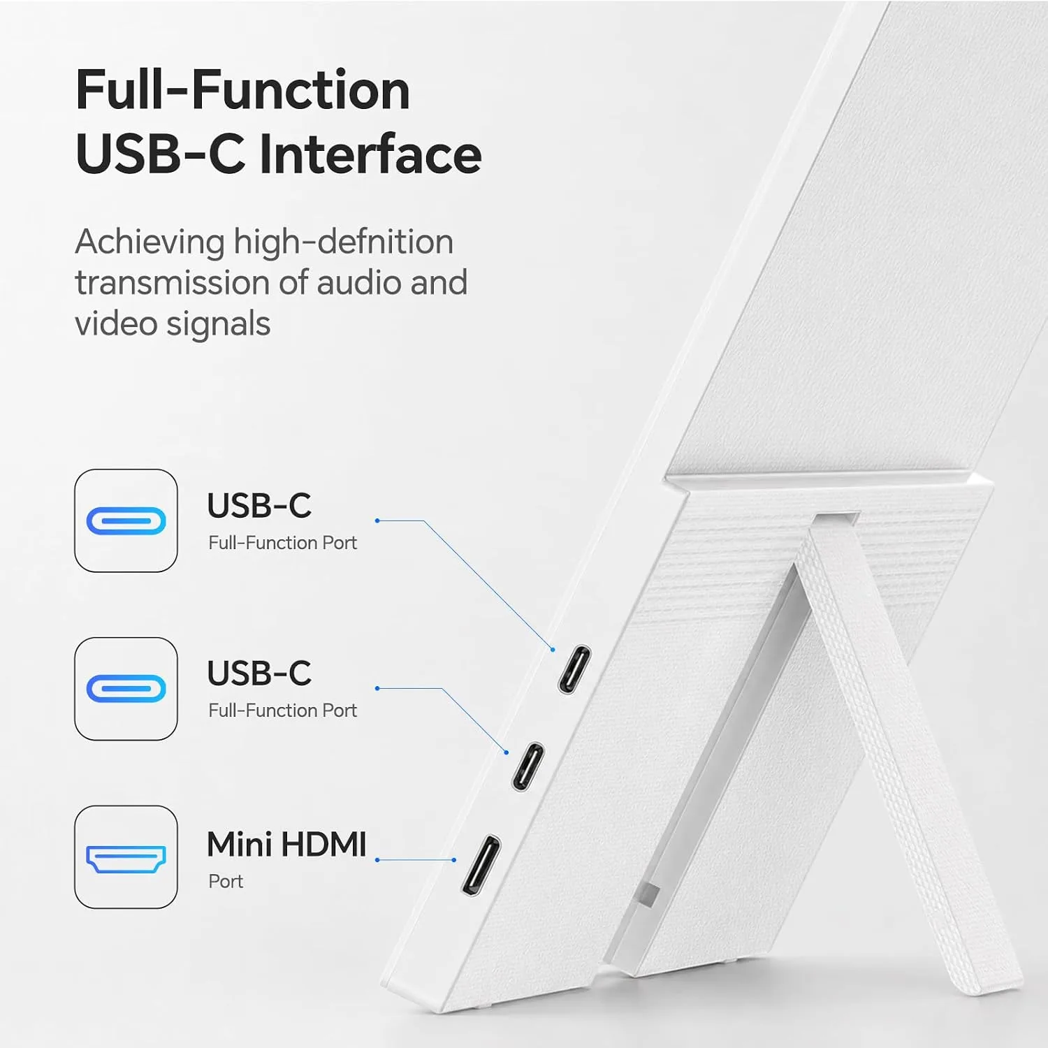KTC Portable Monitor 15.6 Inch, FHD USB-C HDMI Laptop Screen, White, H15F8