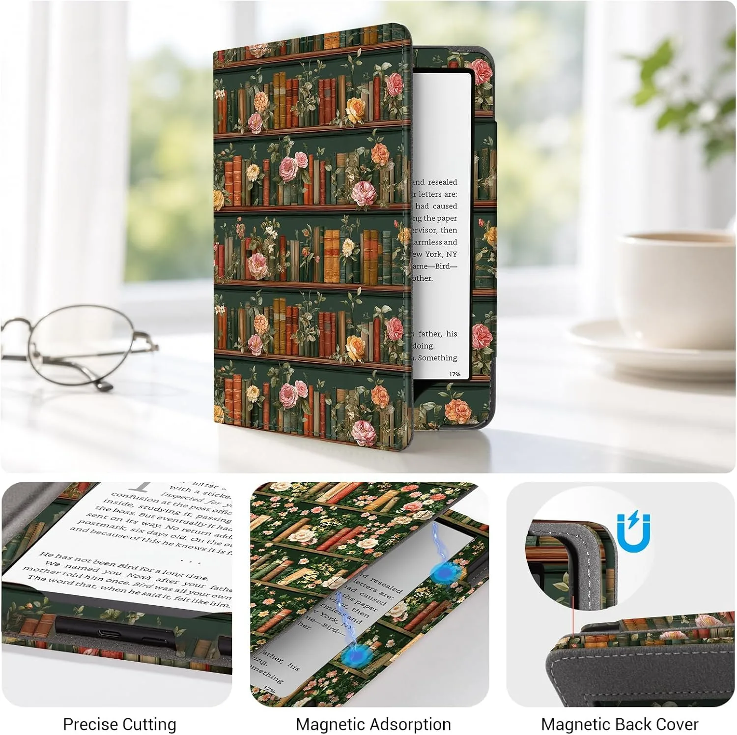 CoBak 6 Inch Case with Stand, not for iPad(A0J28), Library Rose