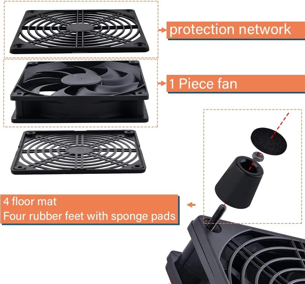 Quiet 120mm Router Fan Cooler with L/M/H 3-Degree Speed Controller, DC 5V USB Powered Cooling Case Fan for Router Modem Receiver DVR PlayStation TV Box