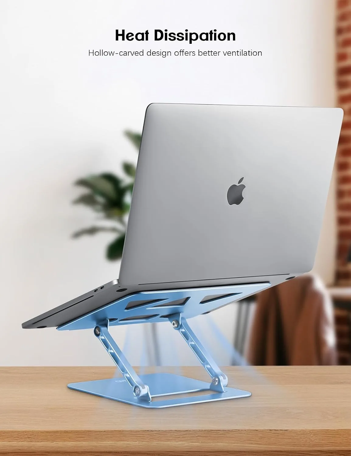 Aoviho Adjustable Laptop Stand for Desk,Portable Laptop Stand Holder and Riser,Foldable Aluminum Notebook Computer Stands for MacBook Air Pro HP Lenovo Dell Samsung Chromebook, 10-15.6 inch, Sky Blue