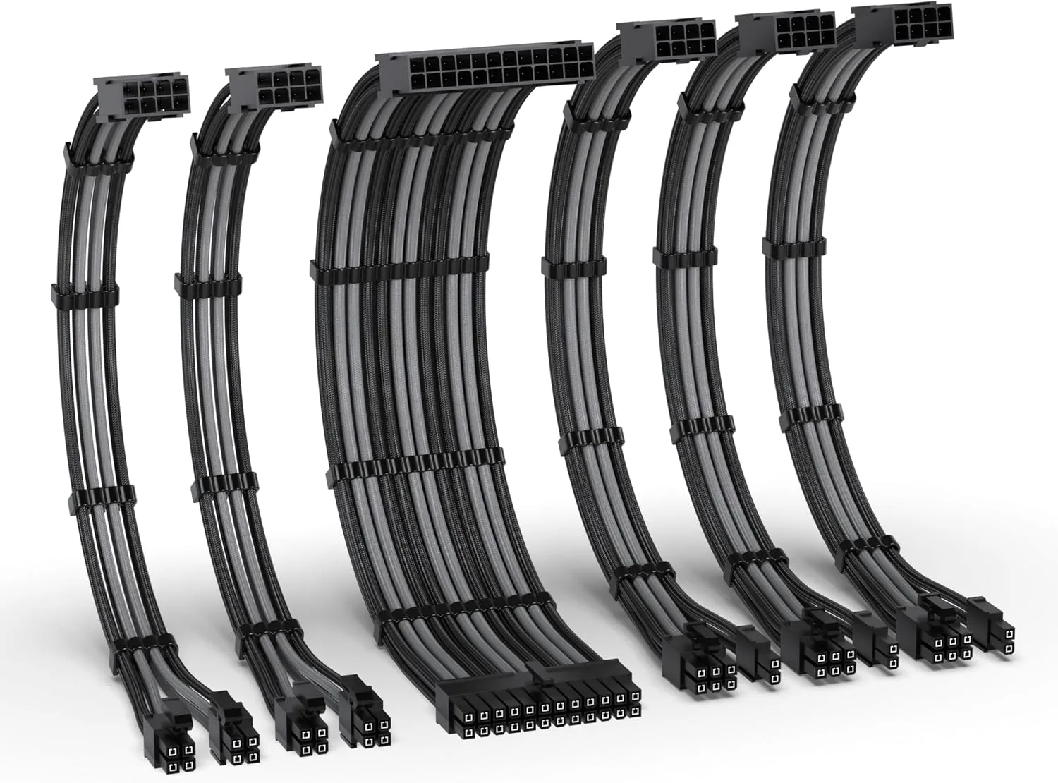 EZDIY-FAB 16AWG PSU Extension Kit, 300MM, 24-Pin/2xEPS/3xPCIe, Black Grey