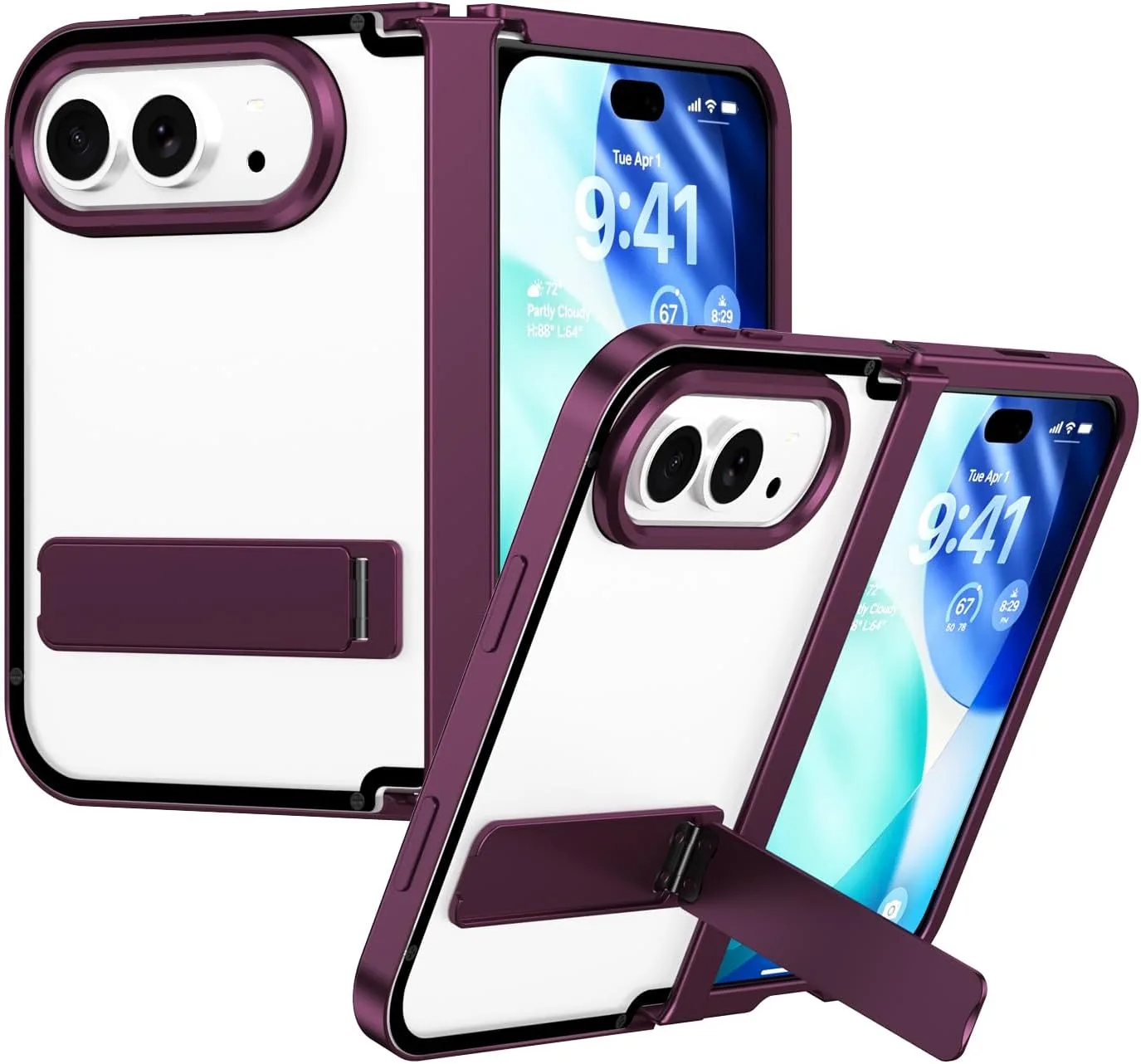 JIAONASHlJlA Aluminum Metal Case for iPhone Duo-Kickstand Hinge Guard-Red