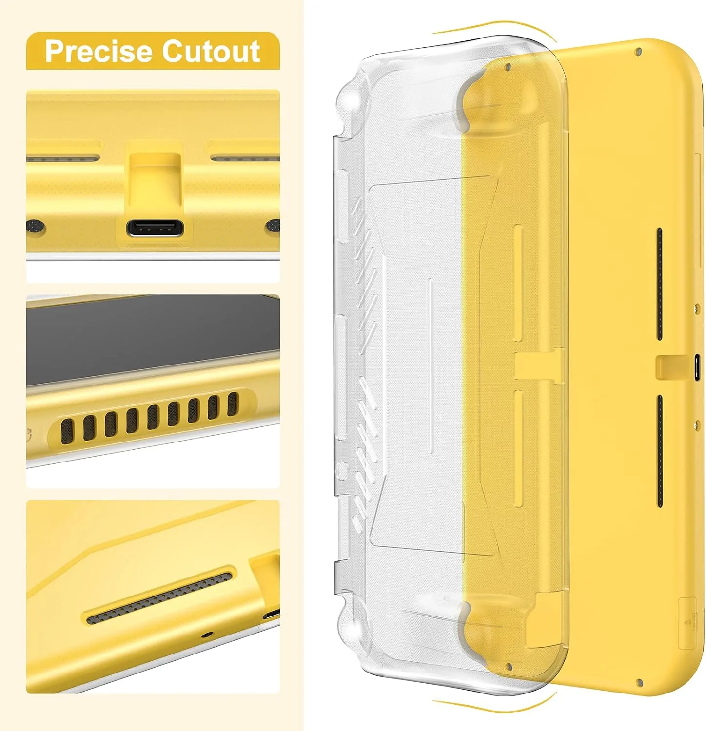 innoAura Switch Lite Case 18-in-1 Accessories Bundle for NS Switch Lite (2019), with Protective Carrying Case, Game Holder, Screen Protector & Cute Thumb Grips, Yellow