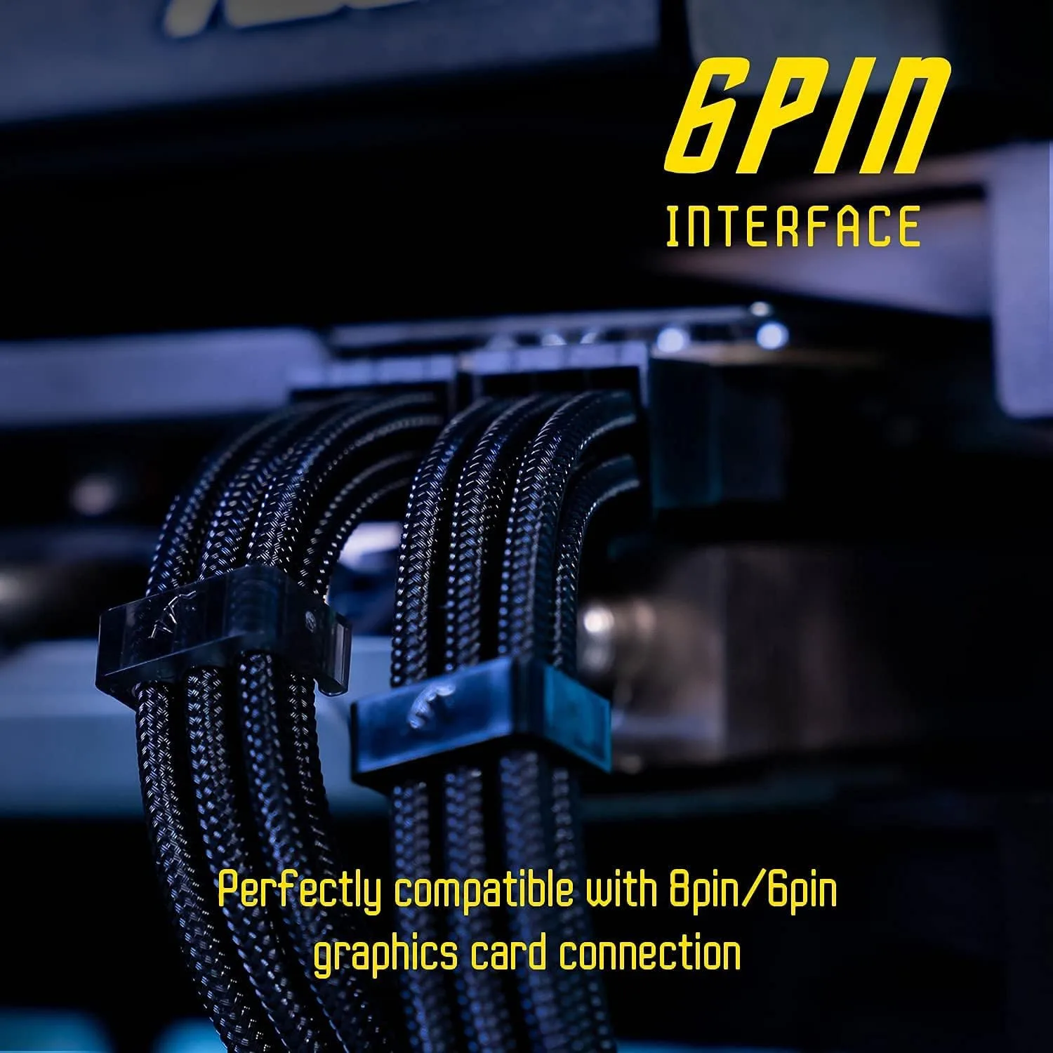 AsiaHorse Upgraded 16AWG PSU Cable Extension Sleeved Custom Mod GPU PC Power Supply Soft Braided Cables with Two Color Comb Kit 24P/8P to 6+2P/8P to 4+4P 30CM
