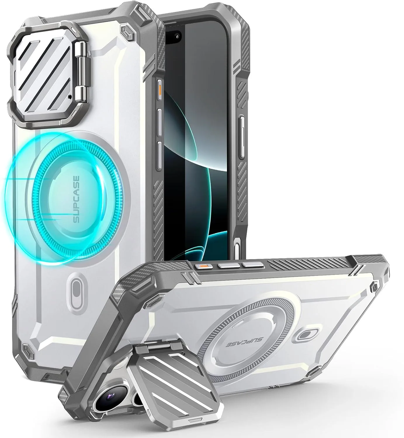 SUPCASE for iPhone 16 Pro Max Case (6.9 inch) with Camera Cover Stand,White