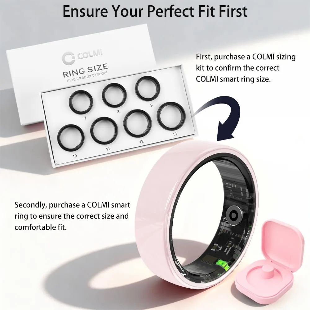 Smart Ring for Women, Health Tracker & 5ATM, COLMI R02. (Pink Ceramic, 8#)