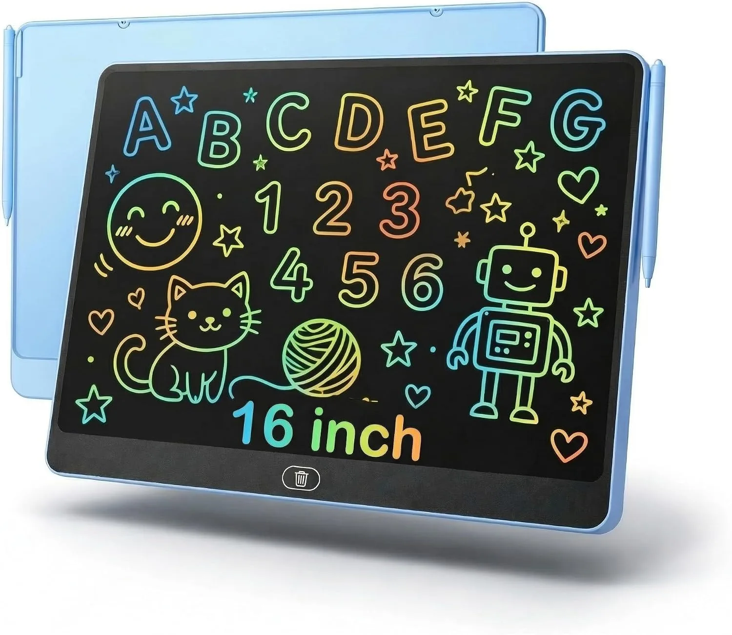 16 Inch Large LCD Writing Tablet for Kids, Colorful Reusable Electronic Doodle Board with Stylus, Educational Drawing Pad for Math Practice & Learning, Travel Essential Toys for Boys Girls (Blue)