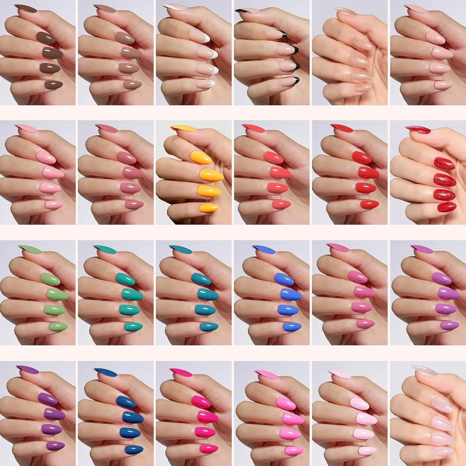 Beetles Press On Nails Kit - Rainbow Gleam, 720 Pcs 24 Colors Short Almond