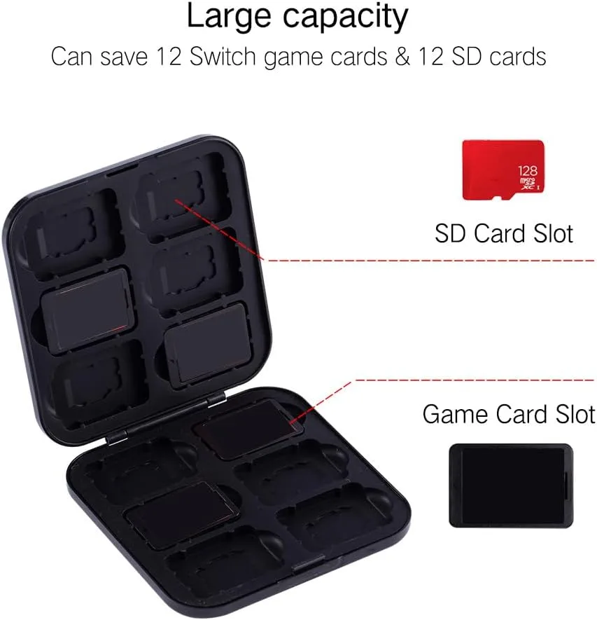 PERFECTSIGHT Cute Switch Game Card Case Compatible with Nintendo Switch Lite/ OLED 12 Slots Game Holder Cartridge Case for Game and SD Cards, Kawaii Portable Compact Game Storage Box, Red & Green