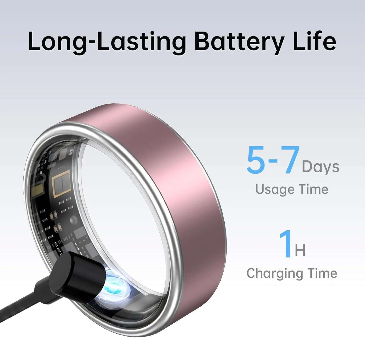 Smart Ring Fitness Tracker Ring for Women & Men, Sleep/Step/Blood Oxygen/Heart Rate Monitor, Long-Lasting Battery Sleep Ring, No Subscription Fee (Matte Pink, #8)