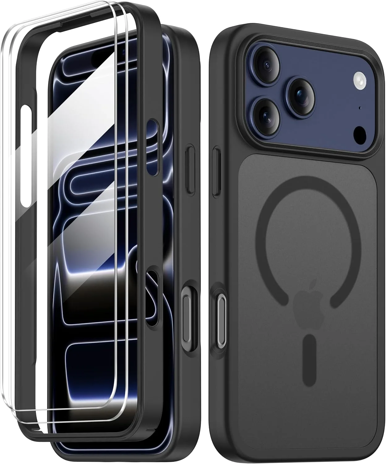 COOLQO Magnetic for iPhone 18/17 Pro Case, Translucent Matte, Black