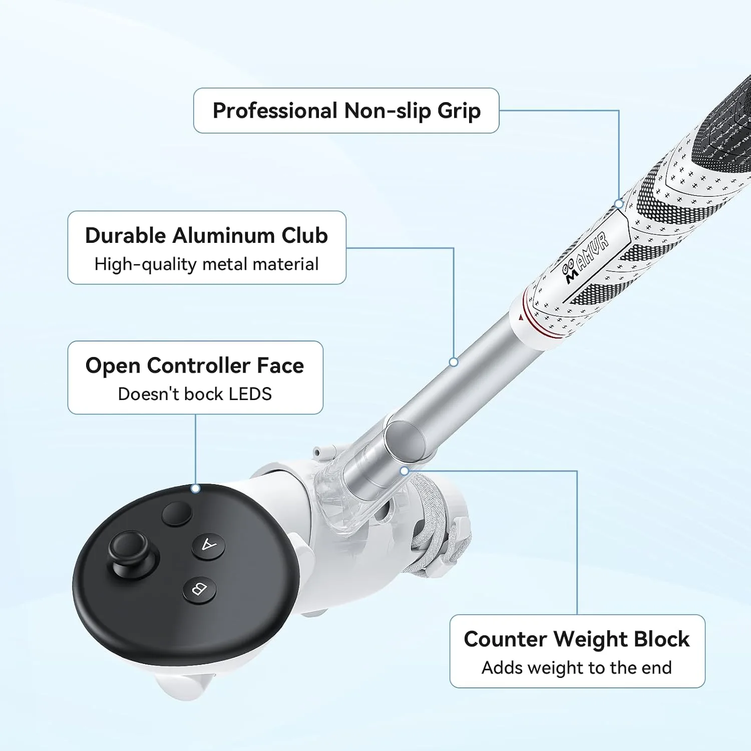 AMVR VR Golf Club Attachment Compatible with Meta/Oculus Quest 3S/Quest 3